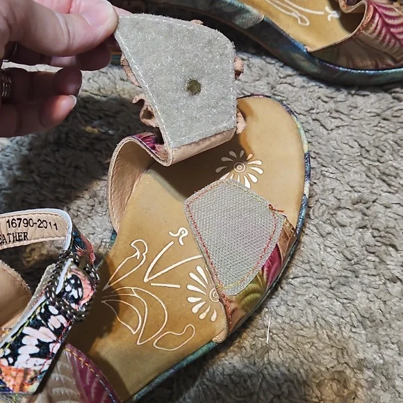 L'ARTISTE Spring Step Leilanie Slingback Leather Floral Sandals - Picture 11 of 12